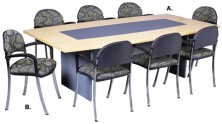 Ecotech 25 Boatshape Table With Vinyl Inlay On Timber H Base. Made To Any Size. Choice Of MM1 MM2 Melamine Colour Ranges